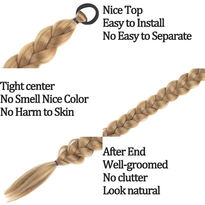 24-Inch Synthetic Braided Ponytail Hair Extension