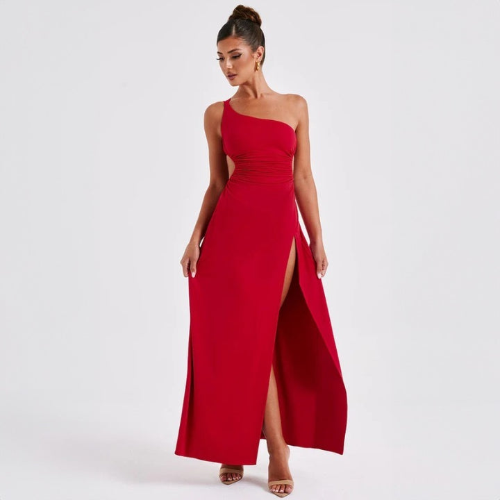 Lace-up Backless Slit Maxi Dress Women's Clothing