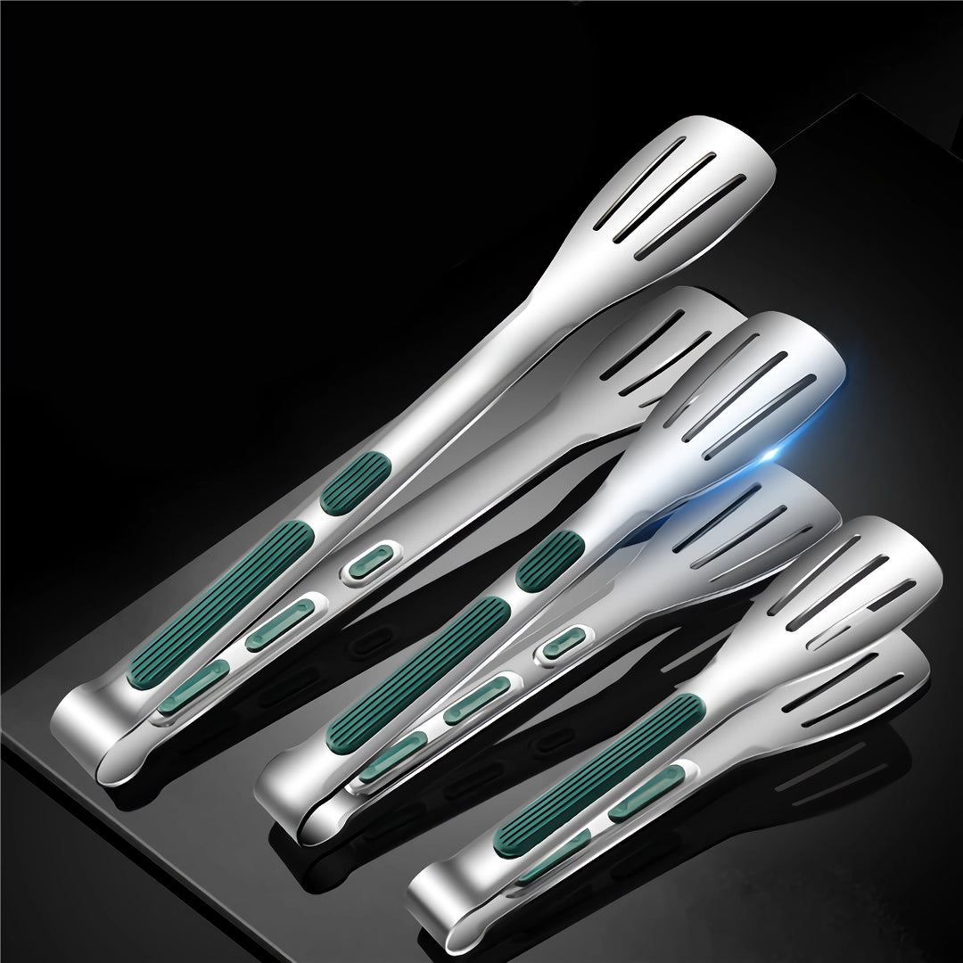 Stainless Steel Non-Slip Food Tongs for Barbecue, Salad, and Bread Serving