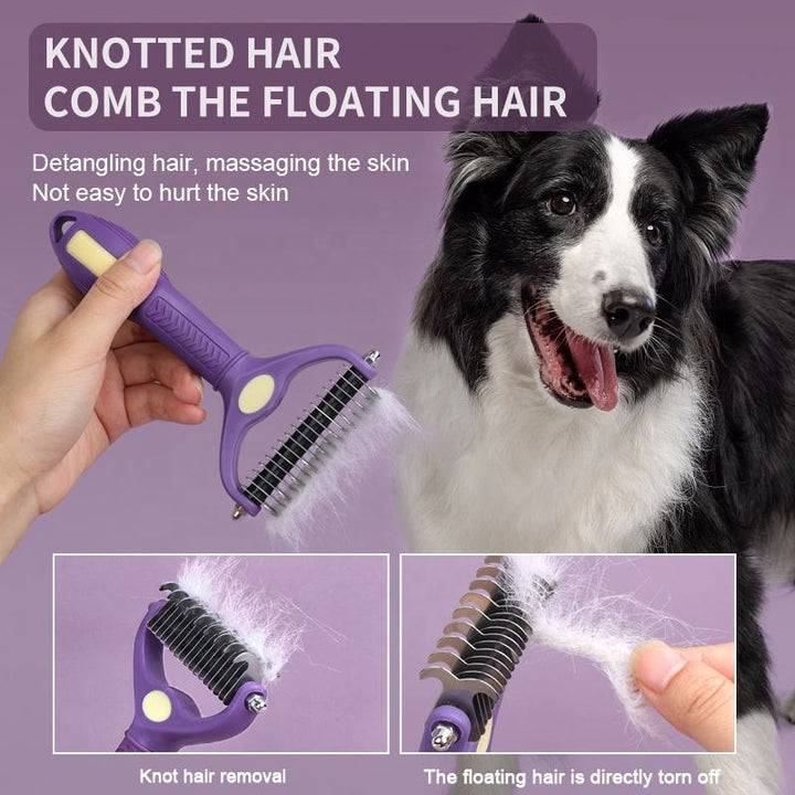 Dog Grooming comb Pet Deshedding Brush - Double-Sided Undercoat Rake for Dog Cat