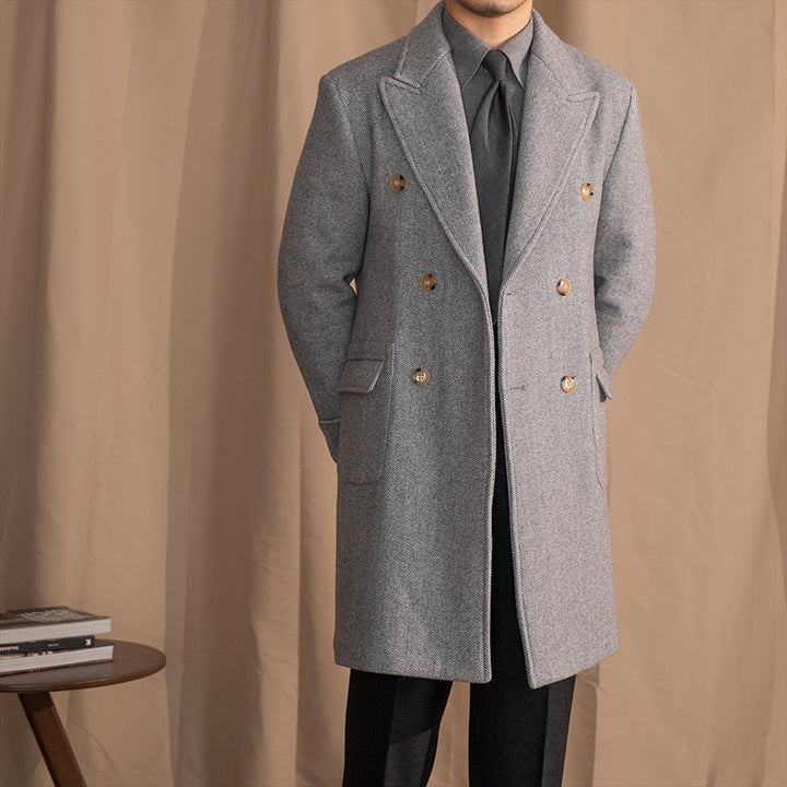 Vintage Men's Wool Herringbone Polo Coat