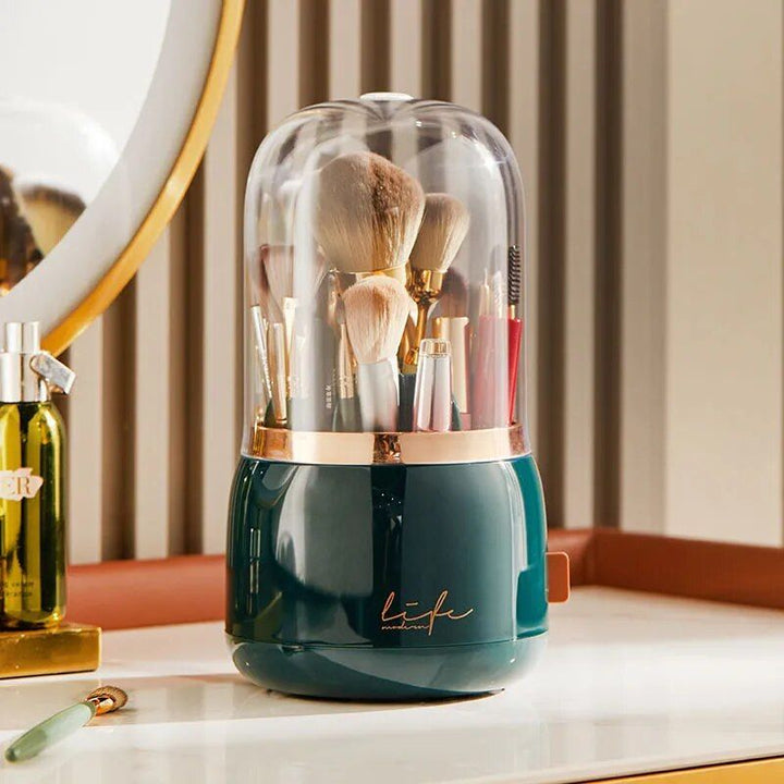 360° Rotating Cosmetic Brush Holder - Portable & Clear Makeup Organizer