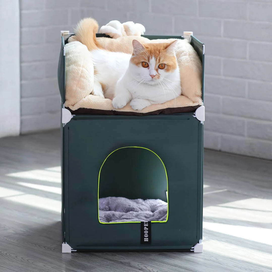 Luxury Removable Pet Bed & Double Cat House