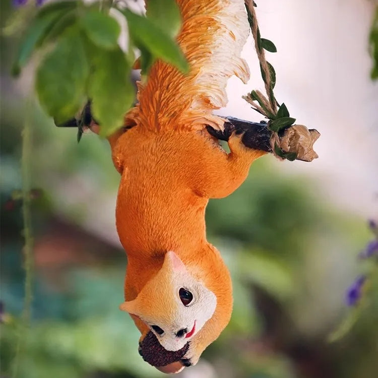 Charming Resin Squirrel and Monkey Swing Ornaments for Garden Decor