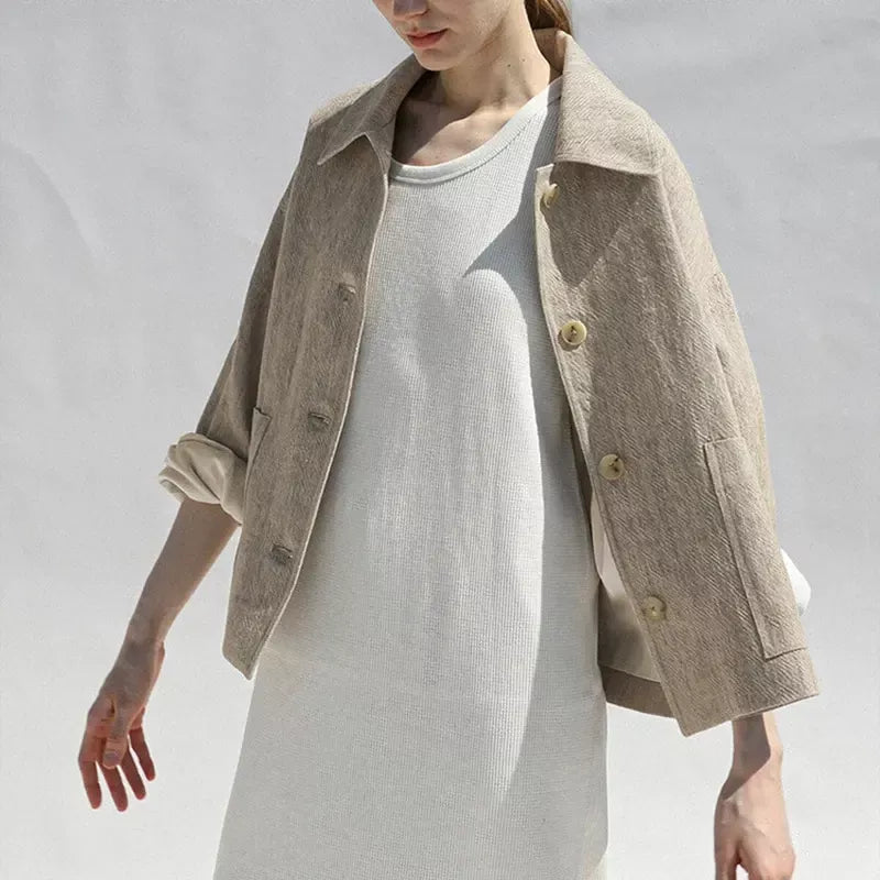 Elegant Casual Cotton-Linen Autumn Jacket