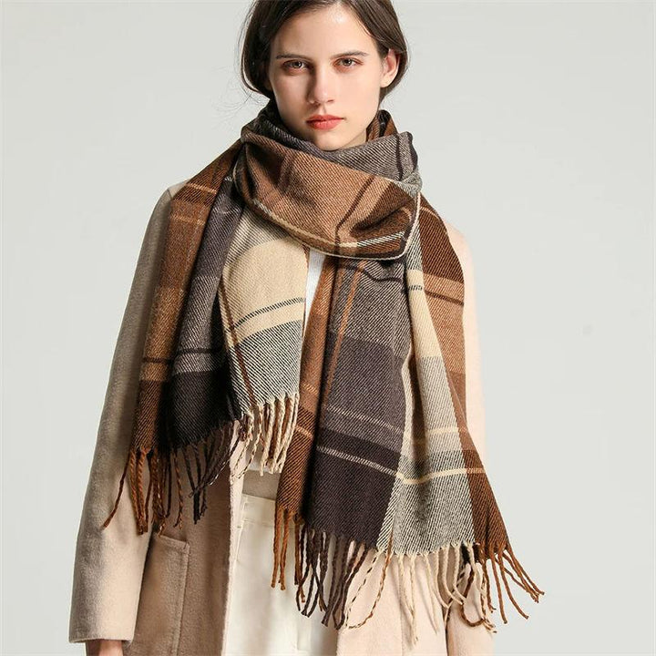 Elegant Cashmere-Feel Pashmina Shawl Wrap with Tassel