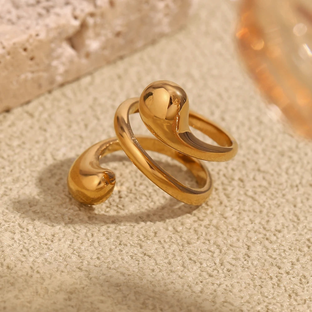 18K Gold Plated Double Layered Spiral Snake Ring