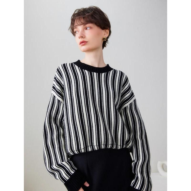 Chic Striped Wool-Blend Pullover