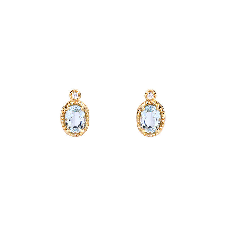 Simple Retro Sky Blue Topa Earrings