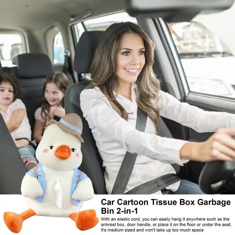 Adorable Animal Car Tissue and Trash Holder - Multifunctional Car Accessory