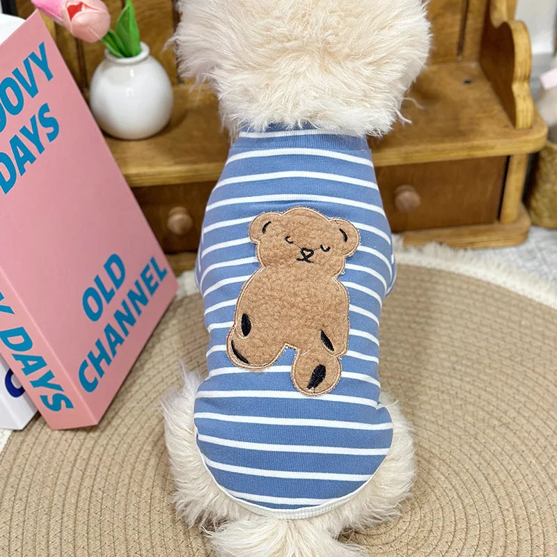 Cozy Striped Teddy Bear Hoodie for Small Dogs and Cats