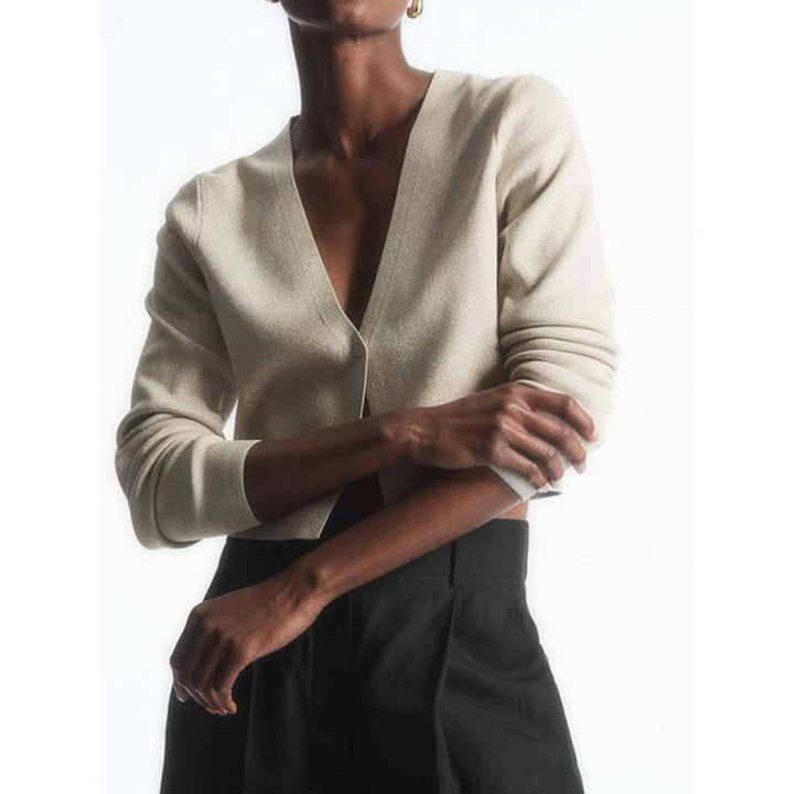 Elegant V-Neck Single-Breasted Cardigan