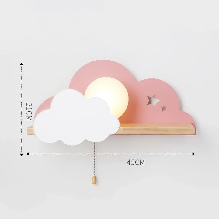 Modern Wall Lamp with Pull Switch - Cloud and Moon Design