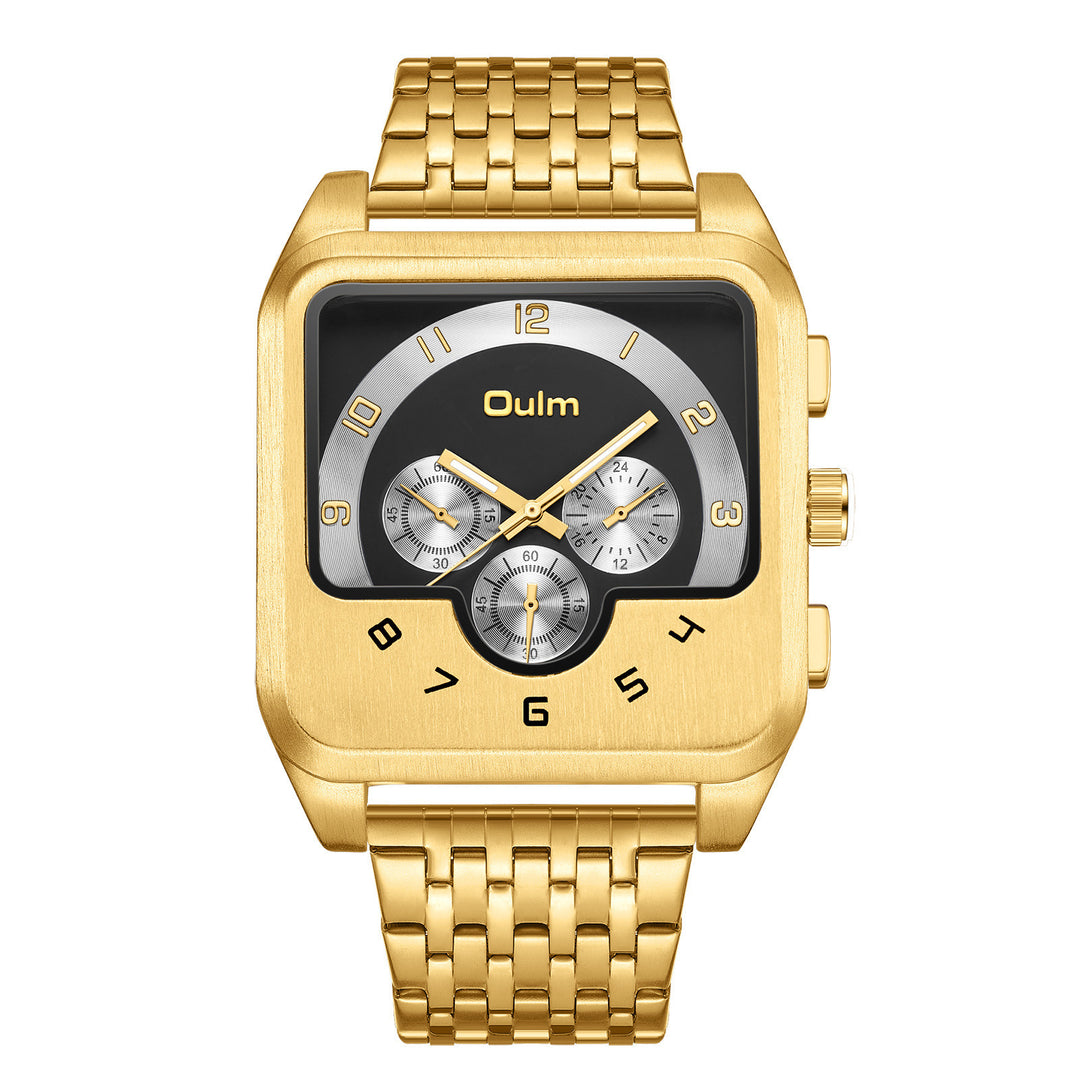 Gold Men's Watch Square Quartz