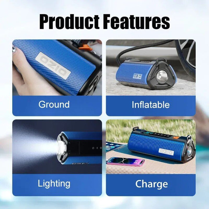 Portable Tire Inflator with Emergency Car Jump Starter & Multifunctional Air Pump