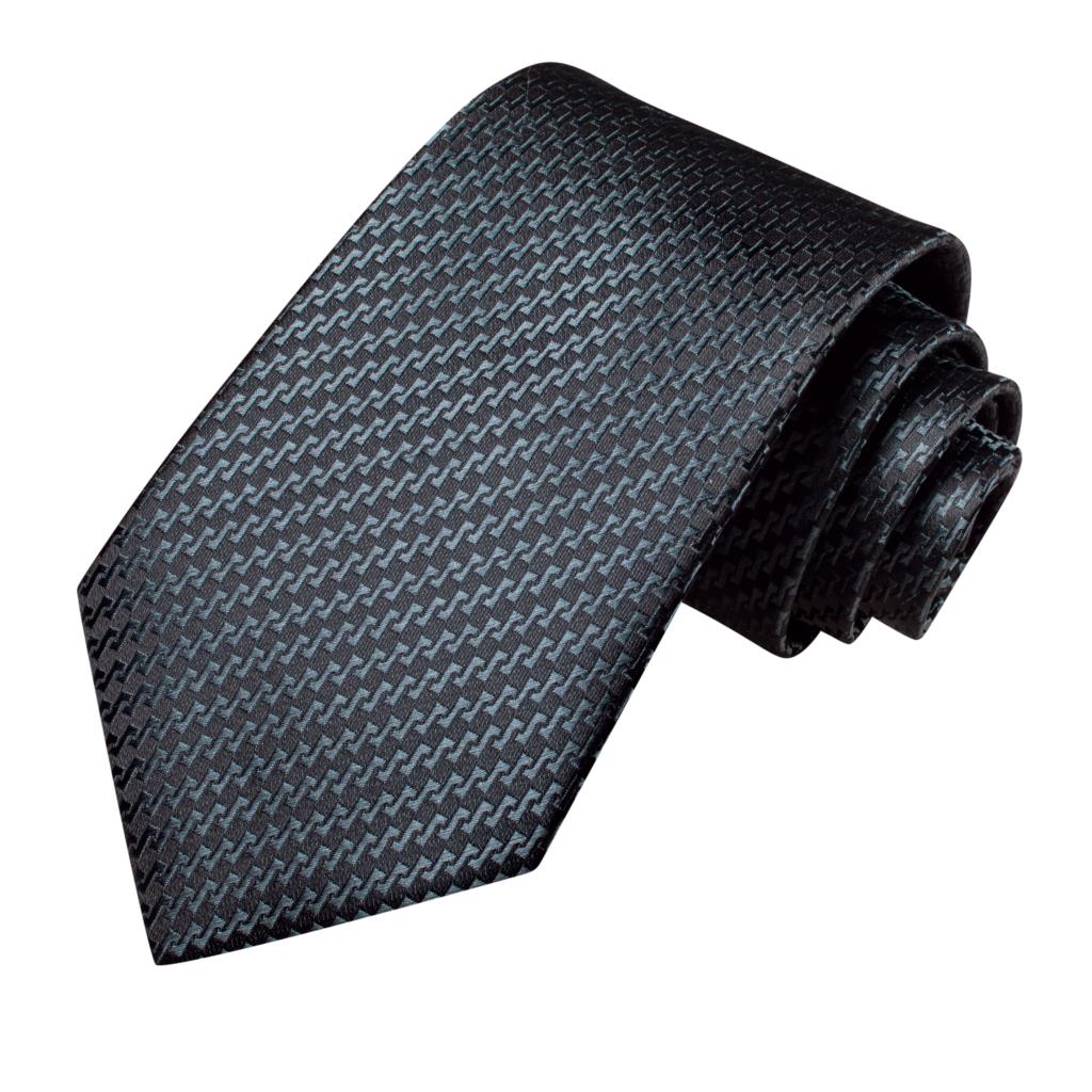 Smoke Grey Striped Silk Necktie with Cufflinks Set