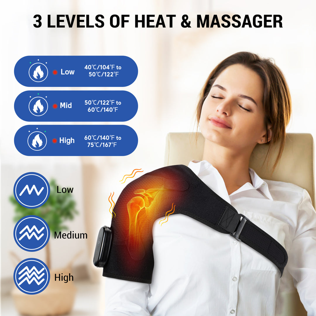 2-in-1 Electric Heating Shoulder Massager & Adjustable Heated Back Brace