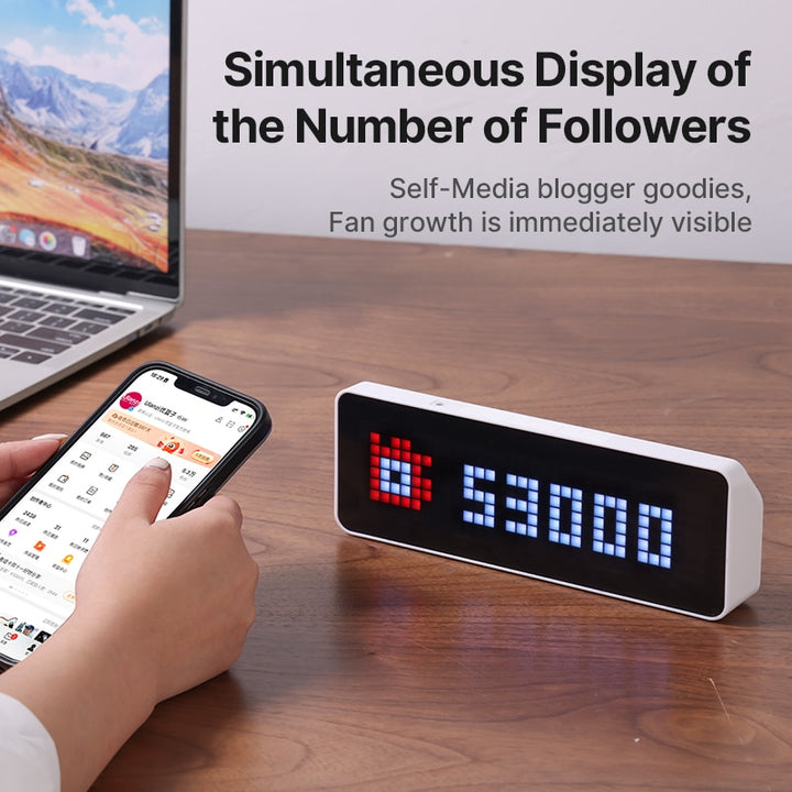 Smart Pixel Clock with YouTube Follower Tracker and Message Display