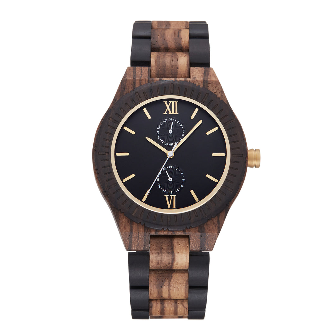 Men's Multi-functional Wooden Watch Quartz Movement