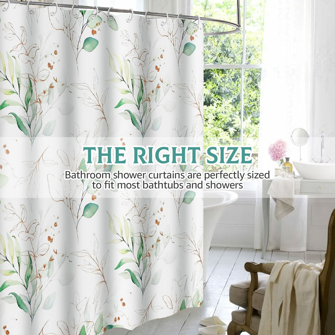 Leaf Pattern Waterproof Shower Curtain