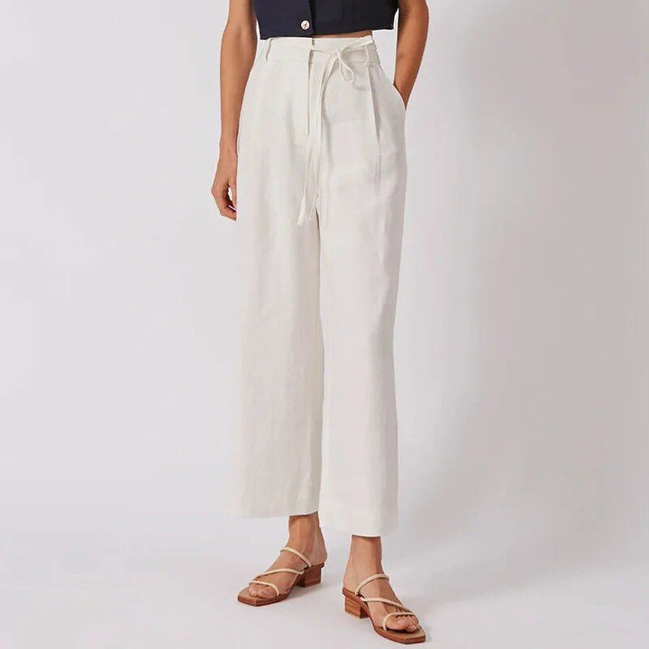 Elegant High-Waist Korean Style Office & Streetwear Linen Trousers