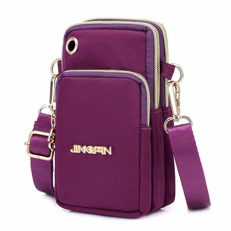 Fashionable Women's Crossbody Phone Bag with Multi-Function Pockets and Headphone Plug