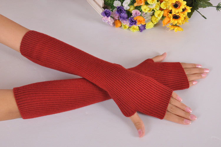 Women Autumn And Winter Long Thick Cashmere Arm Sleeves