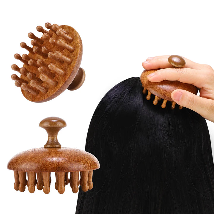 Sandalwood Scalp Massage Comb and Guasha Scraping Tool for Hair Care and Body Relaxation