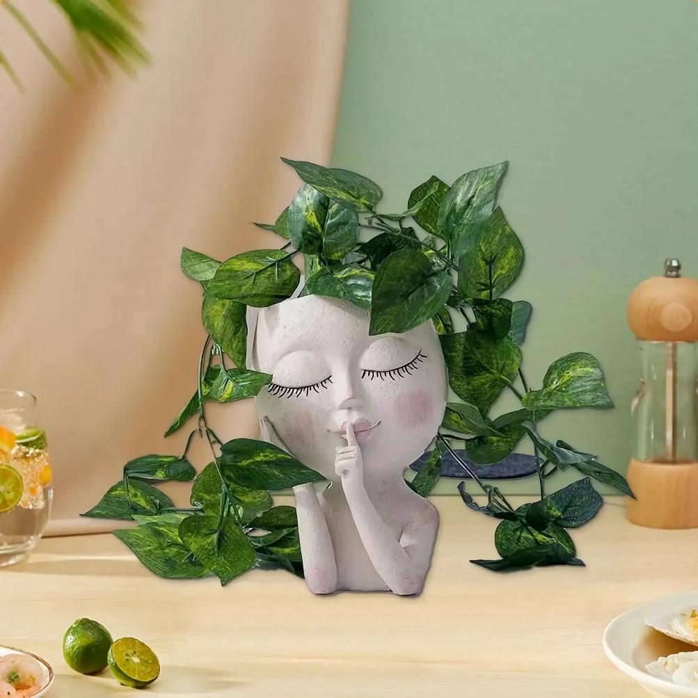 Unique Lady Face Plant Pot with Drainage Hole