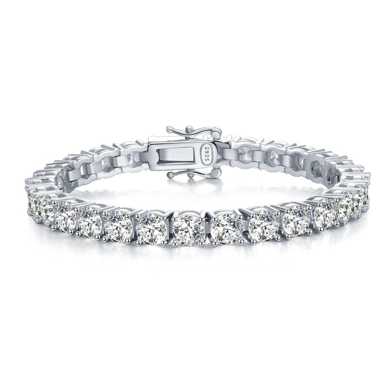 Silver High Carbon Diamond Bracelet Men And Women 5mm