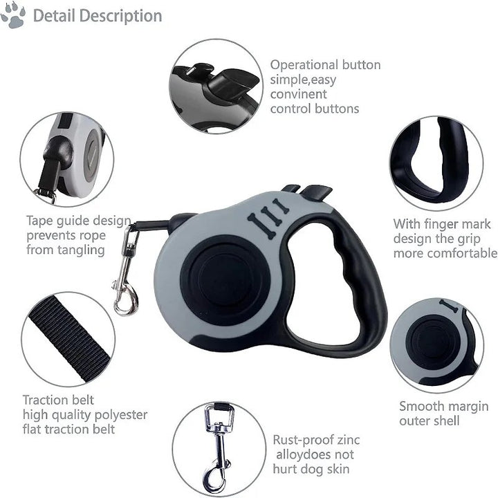 Retractable Nylon Dog Leash: Durable, Automatic, and Stylish