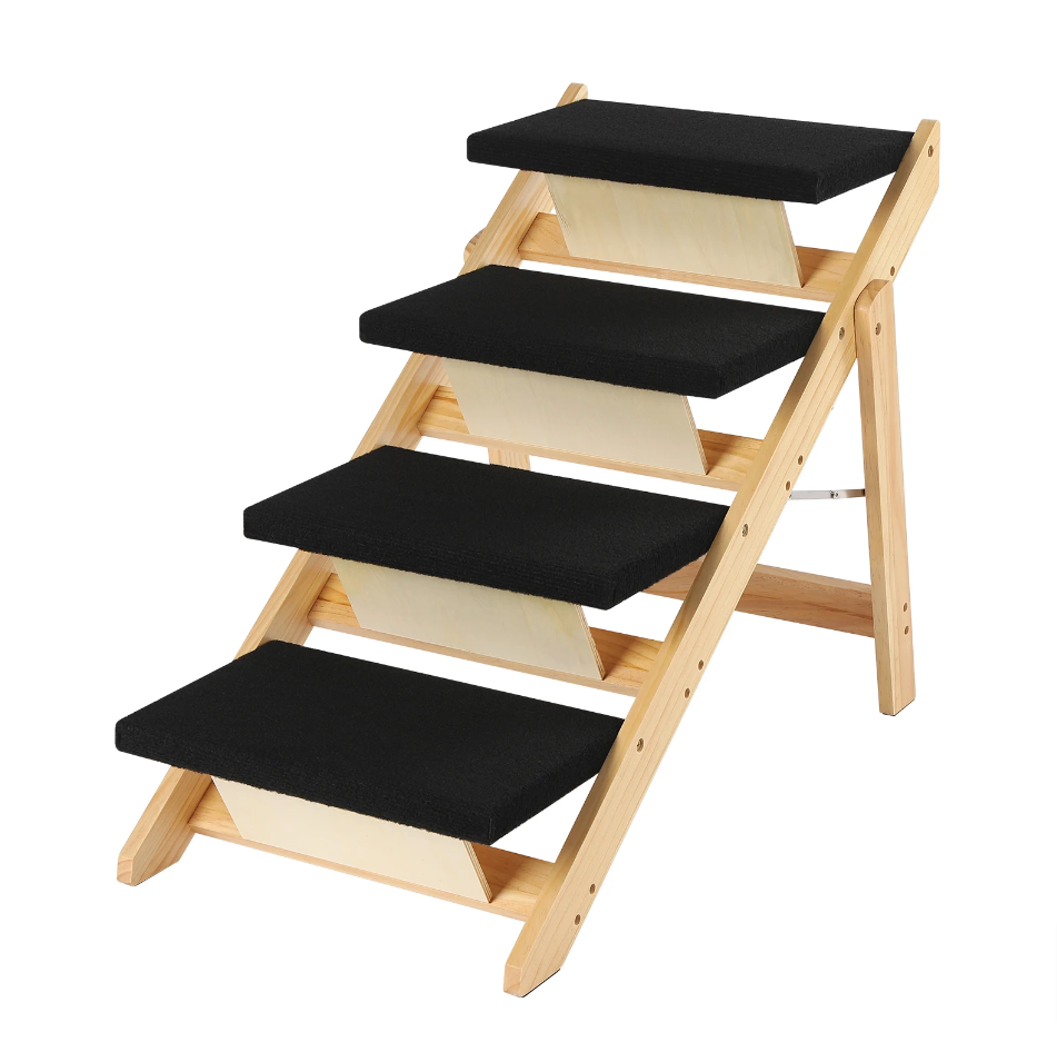 Multi-Purpose Wooden Pet Stairs & Ramp - 4-Level Design for Cats and Dogs