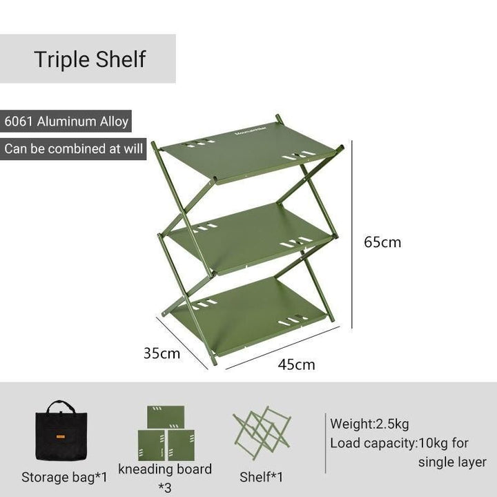 Multi-Level Portable Folding Camping Shelf – Aluminum Outdoor BBQ Table Rack