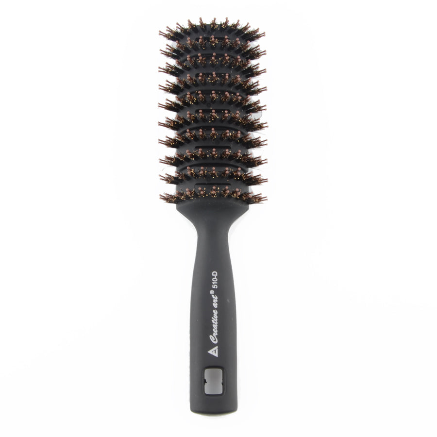 Black Detangling Pompadour Hair Brush with Long Handle