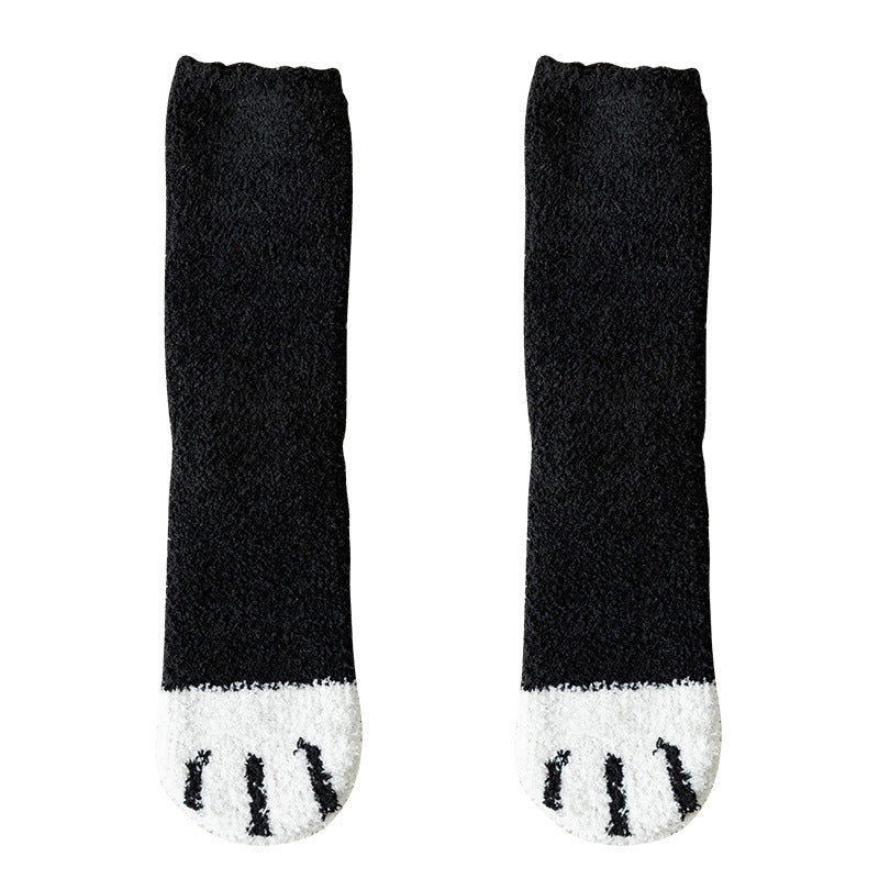 Autumn Winter Kawaii Cat Paw Fleece Women’s Socks