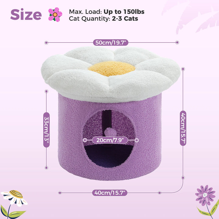 Luxury Double-Deck Cat Bed with Flower Perch