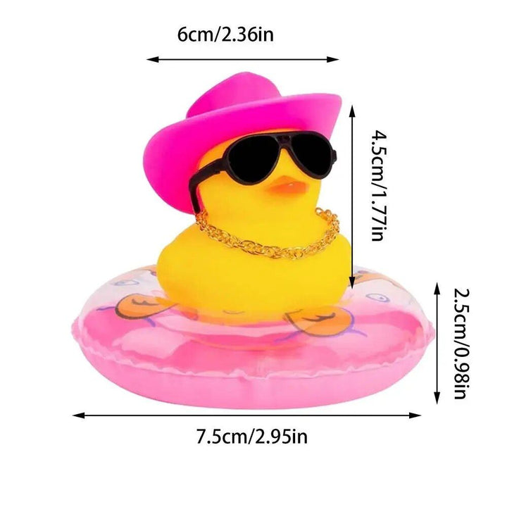 Mini Rubber Duck Car Ornaments Dashboard Interior Decor Cowboy Hat Duck With Scarf Sunglasses Kids Toys Gifts Car Accessories