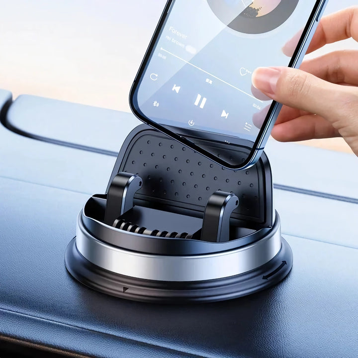 360° Rotatable Car Phone Holder with Auto-Clamp & Eyeglasses Storage