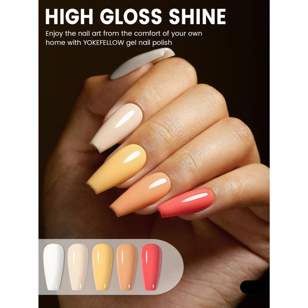 6PCS Fall Orange Yellow Glitter Gel Nail Polish Kit