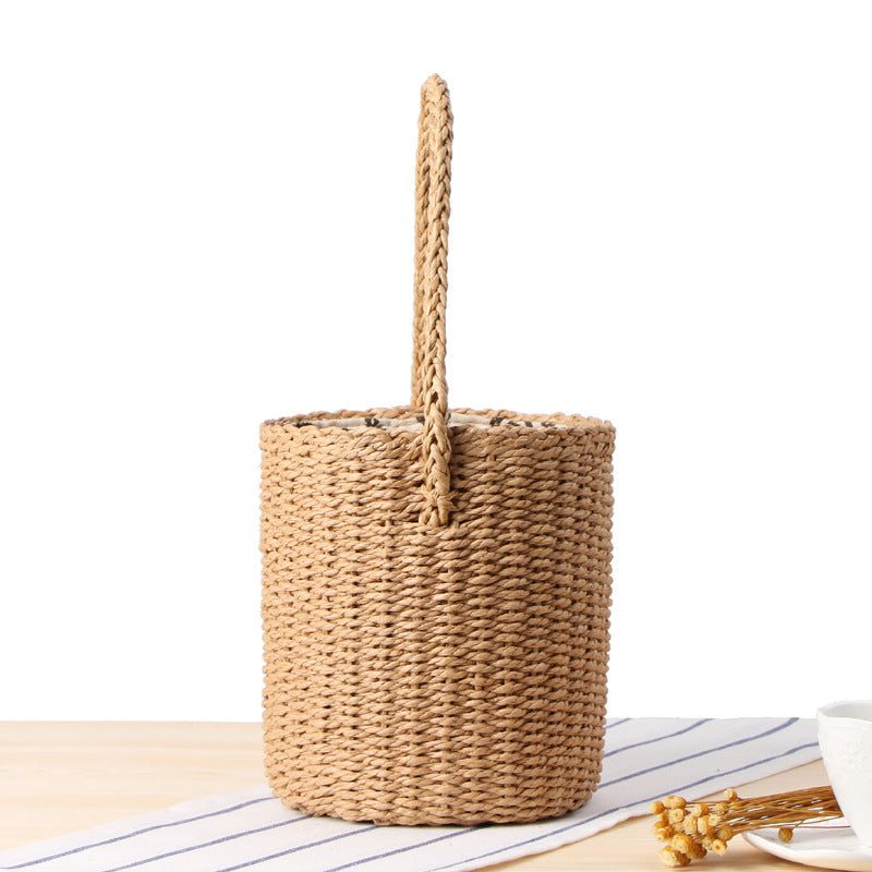 Hand-made Straw Bucket Bag