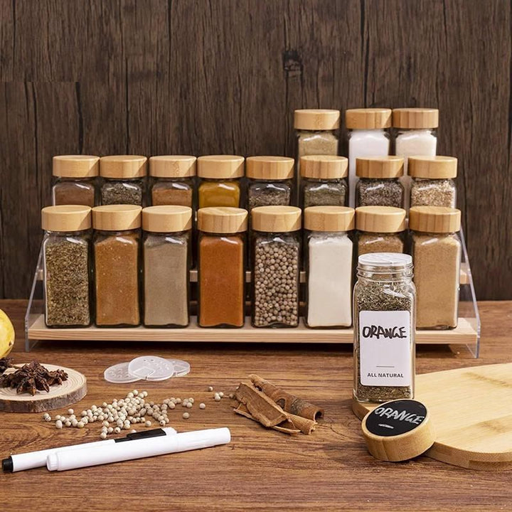 Glass Seasoning Storage Jars with Bamboo Lid