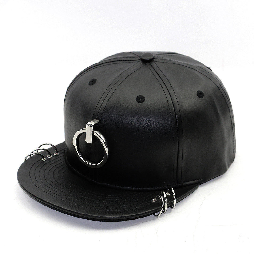 Men's Winter Fashion Trendy Korean Personality Silver Hoop Flat-brimmed Cap Hip Hop Hat