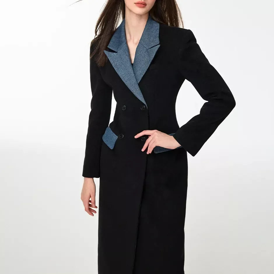 Double Breasted Trench Coat Contrasting Colors