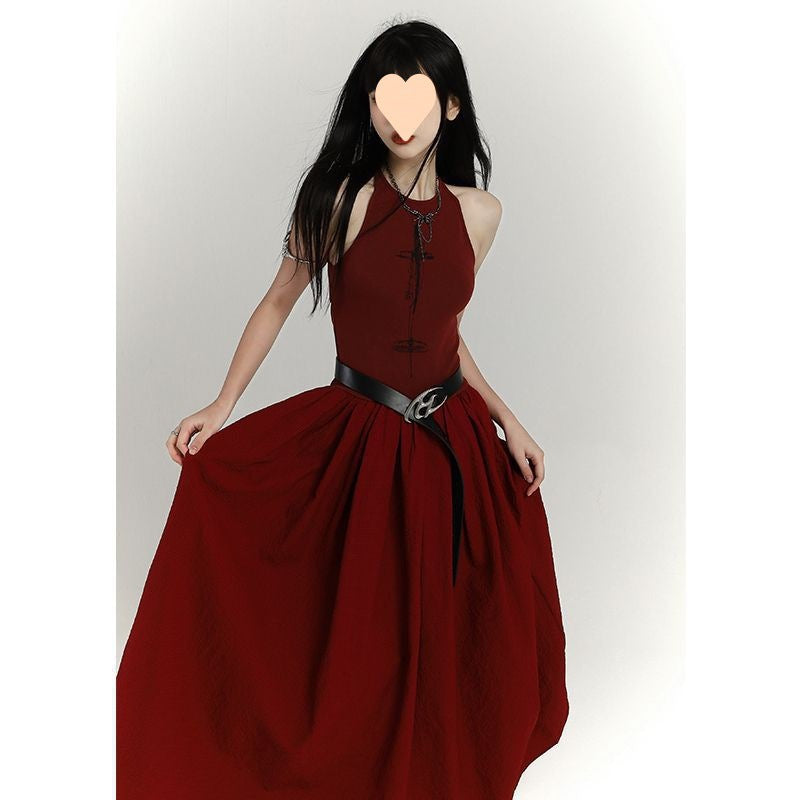 New Chinese Style Red Vest Dress Women