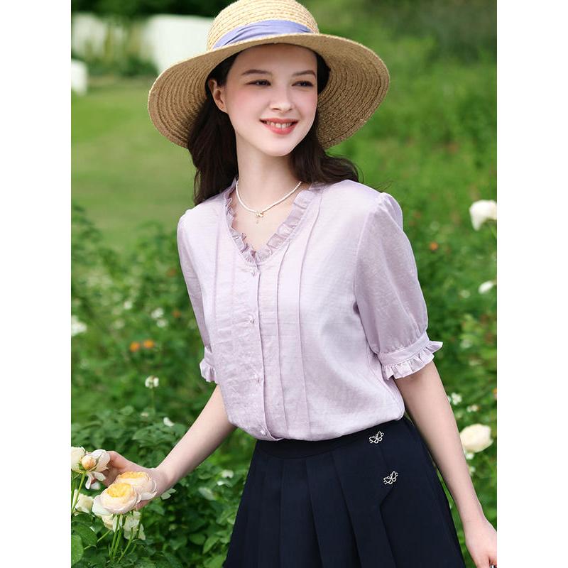 Summer Elegance V-Neck Chiffon Blouse