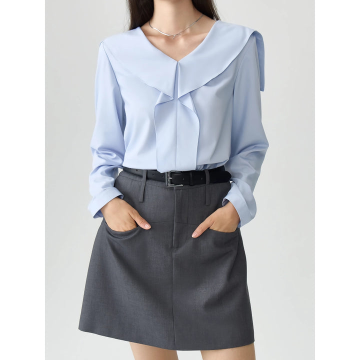 Autumn V-Neck Chiffon Shirt