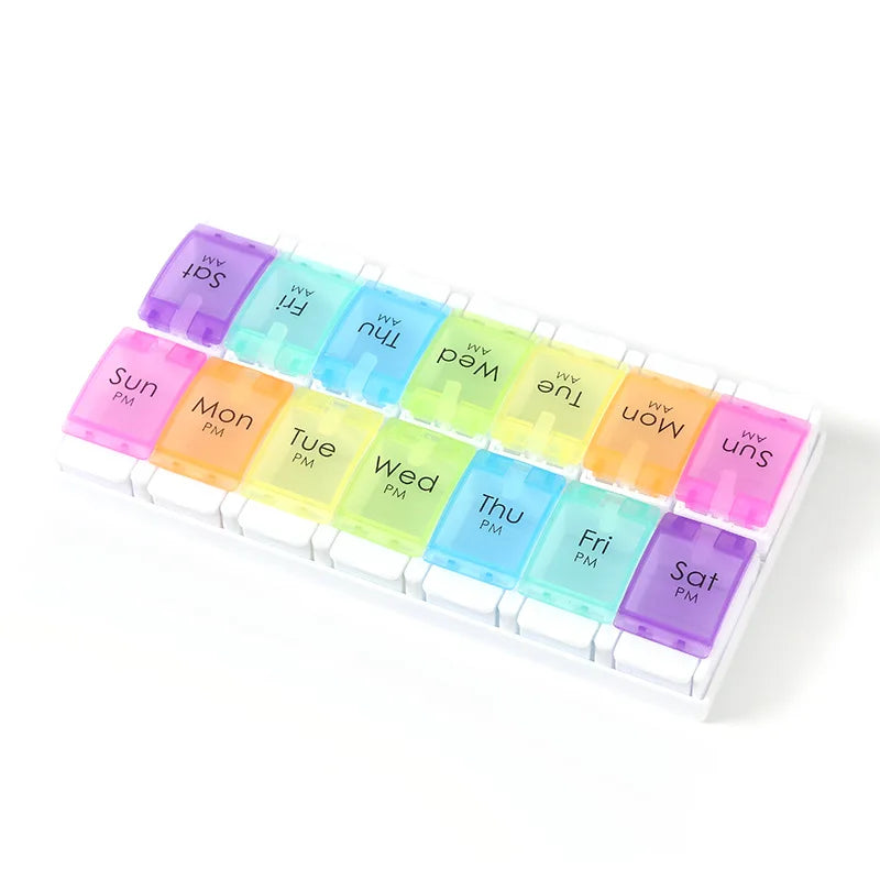 Weekly AM/PM 7-Day Pill Organizer with Push Button