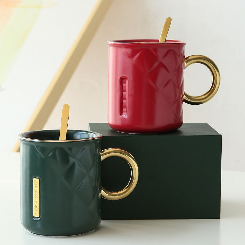 Creative Ceramic Mug Gold-plated Handle Coffee Cup