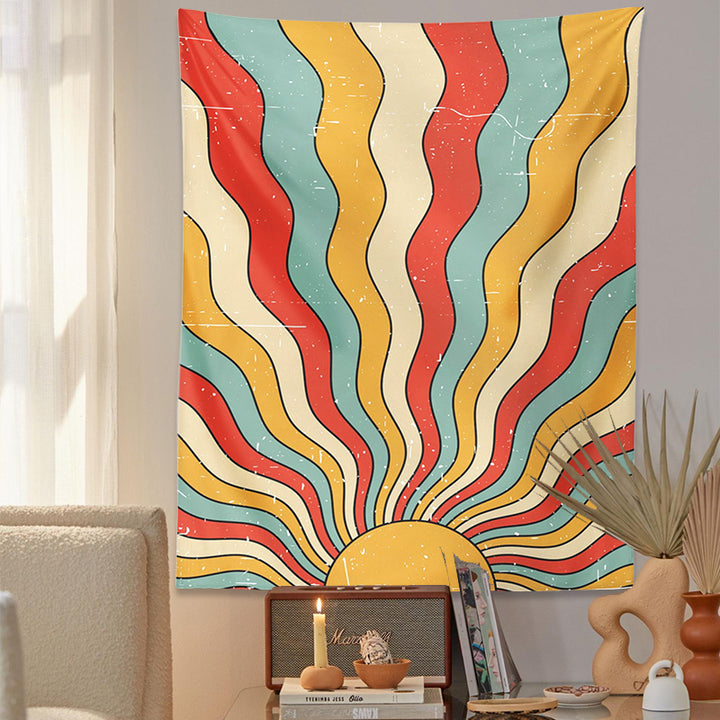 Retro Sunshine Tapestry - 70s Bohemian Wall Art