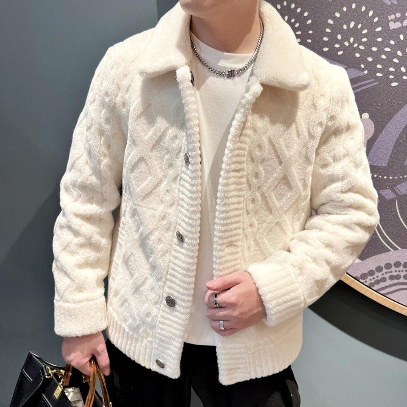 Spring And Autumn Lapel Knitwear Coat Men